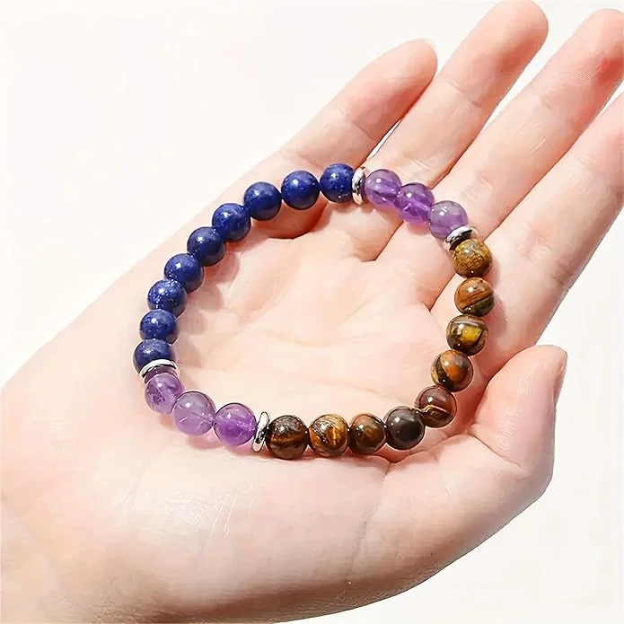 Amethyst & Lapis Lazuli Bracelet–Stone of Wisdom, Intuition & Spiritual Awakening